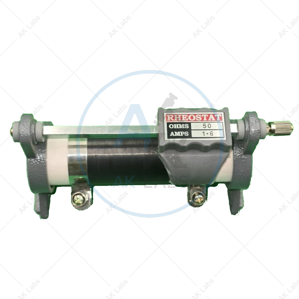 Rheostat (Brass Rod), 4.3 cm Diameter Tube, 15 cm Length, 50 Ohms, 1.6 Amps